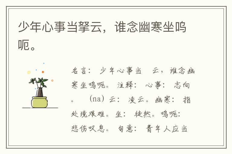  少年心事当拏云，谁念幽寒坐呜呃。