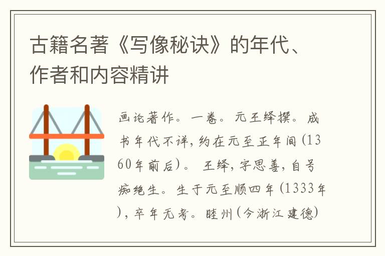  古籍名著《写像秘诀》的年代、作者和内容精讲