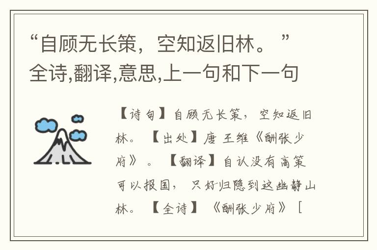  “自顾无长策，空知返旧林。 ”全诗,翻译,意思,上一句和下一句