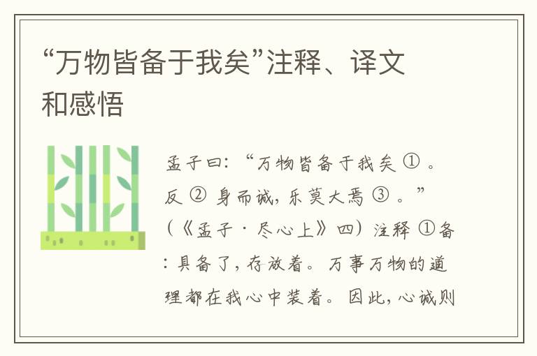  “万物皆备于我矣”注释、译文和感悟