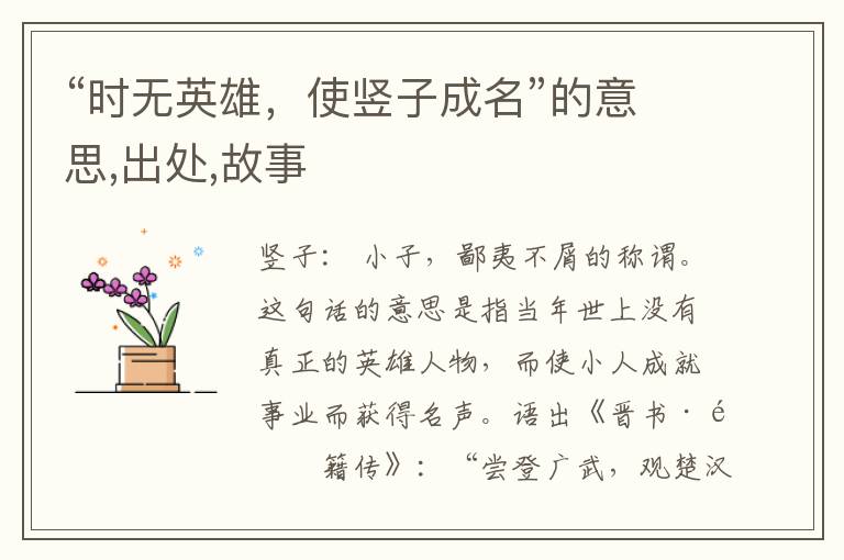 “时无英雄，使竖子成名”的意思,出处,故事