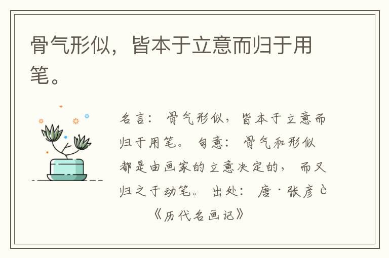  骨气形似，皆本于立意而归于用笔。
