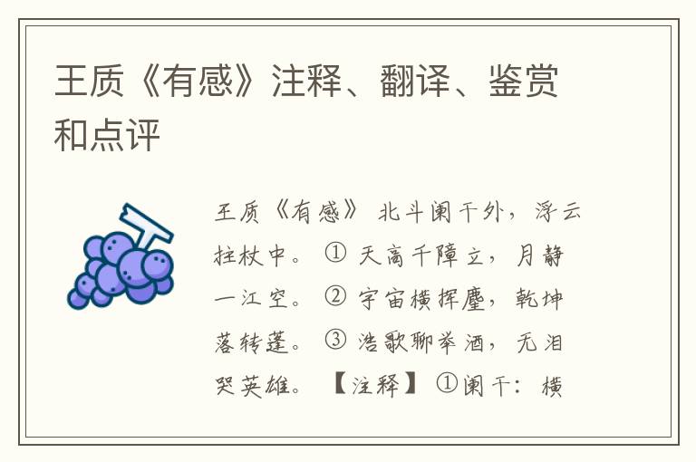 王质《有感》注释、翻译、鉴赏和点评
