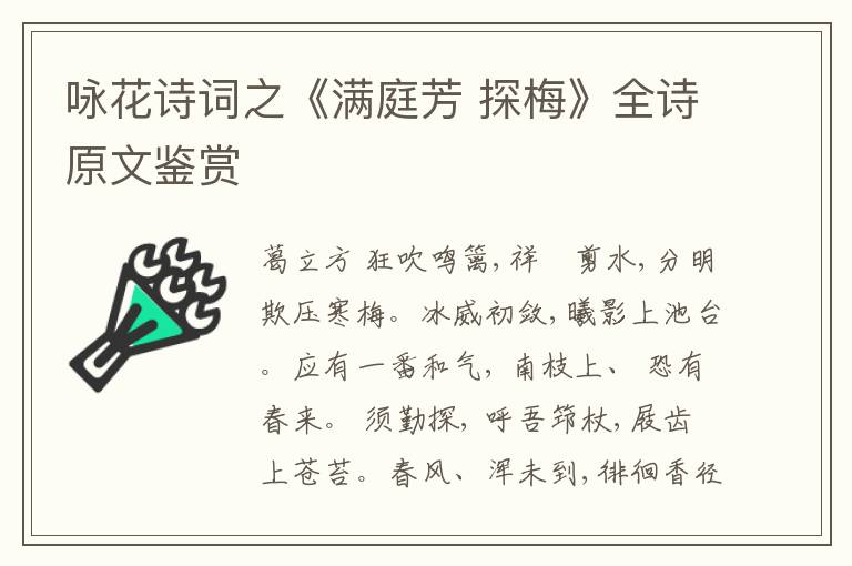  咏花诗词之《满庭芳 探梅》全诗原文鉴赏