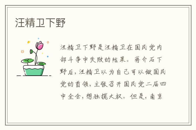  汪精卫下野