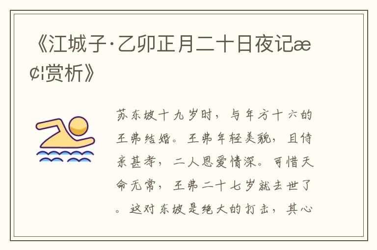  《江城子·乙卯正月二十日夜记梦赏析》