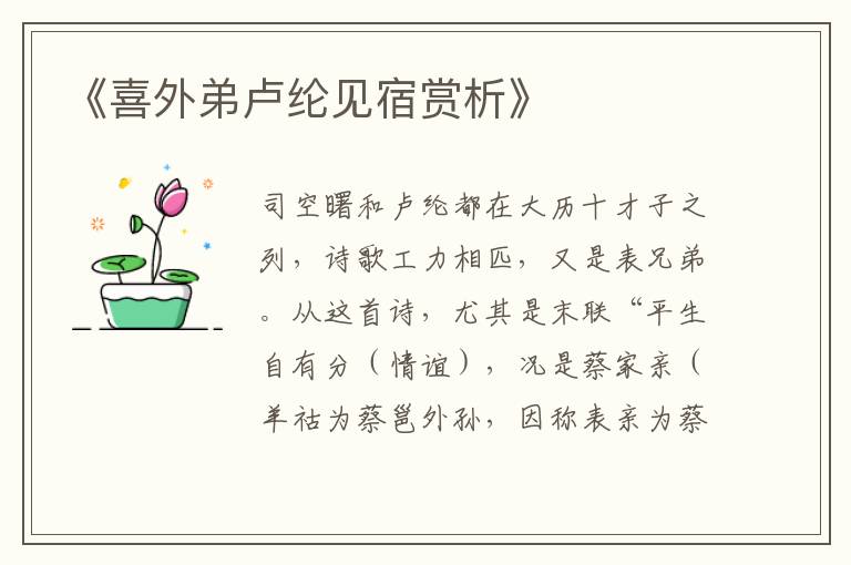  《喜外弟卢纶见宿赏析》