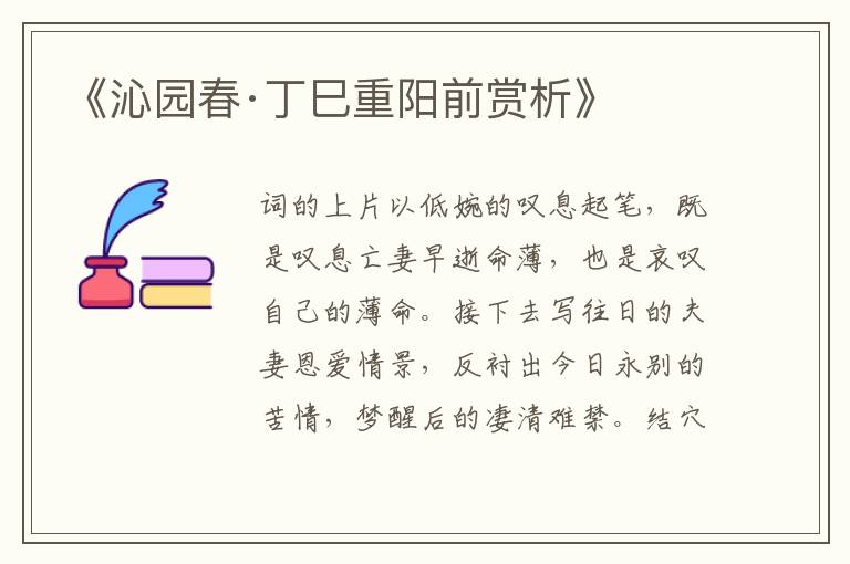  《沁园春·丁巳重阳前赏析》