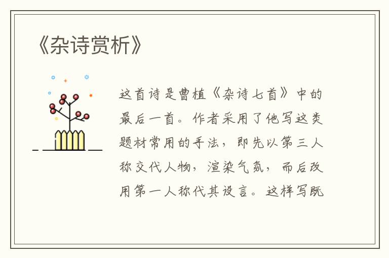  《杂诗赏析》