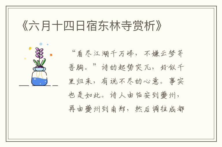  《六月十四日宿东林寺赏析》