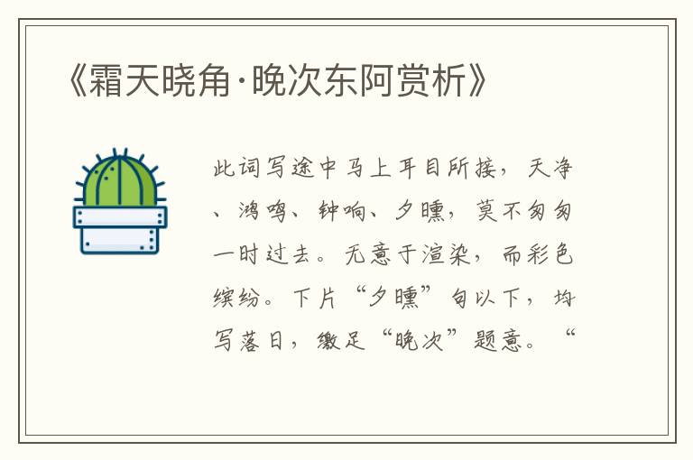 《霜天晓角·晚次东阿赏析》