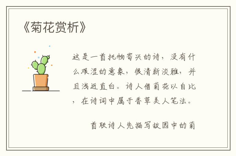  《菊花赏析》