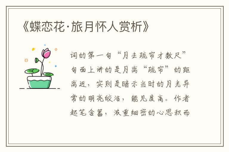  《蝶恋花·旅月怀人赏析》