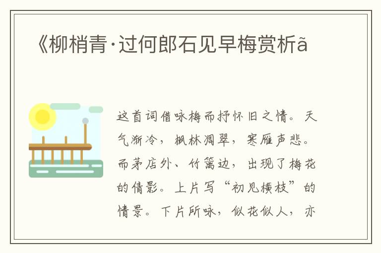  《柳梢青·过何郎石见早梅赏析》
