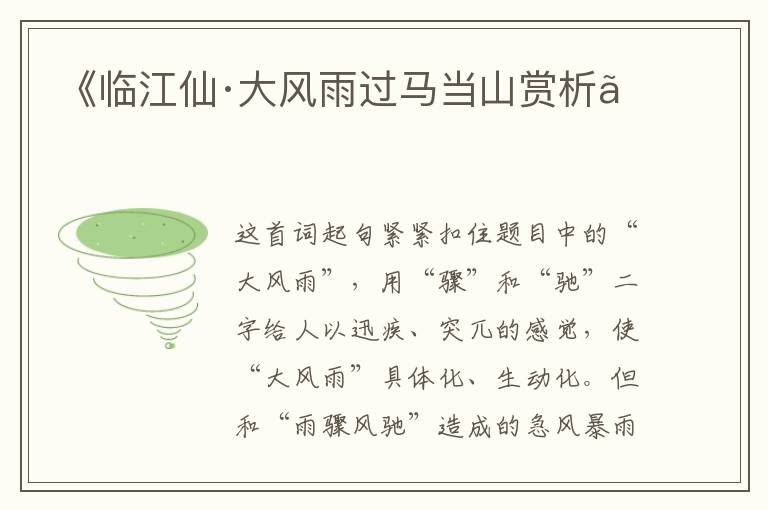  《临江仙·大风雨过马当山赏析》