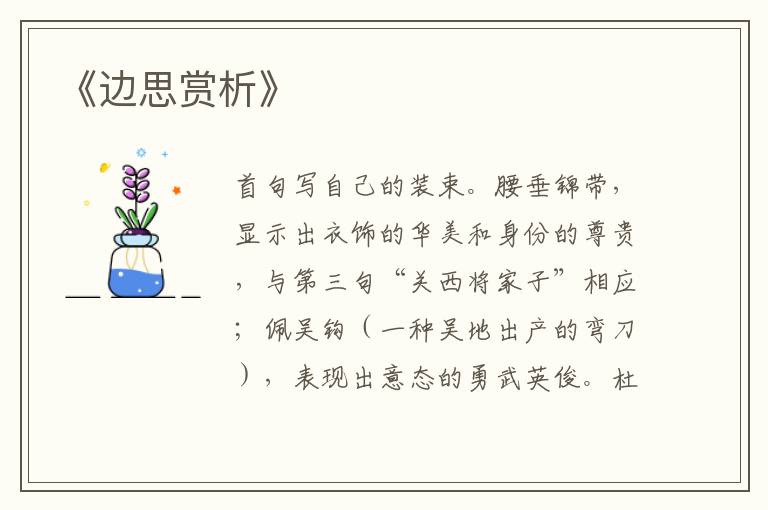  《边思赏析》