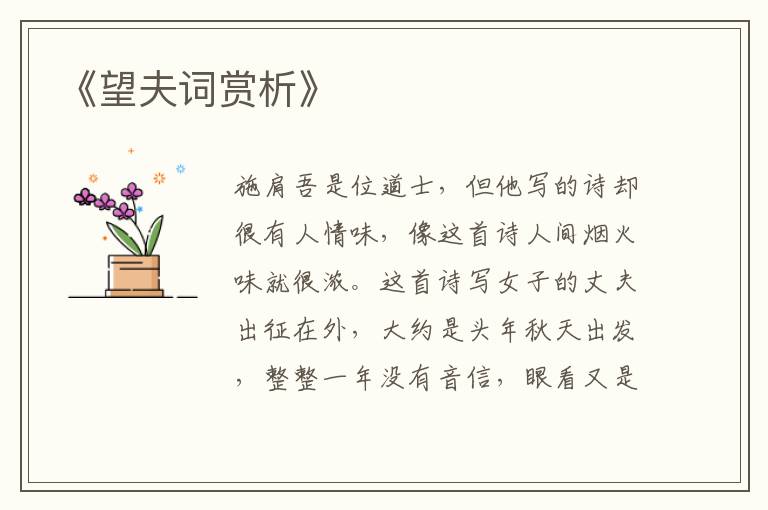  《望夫词赏析》