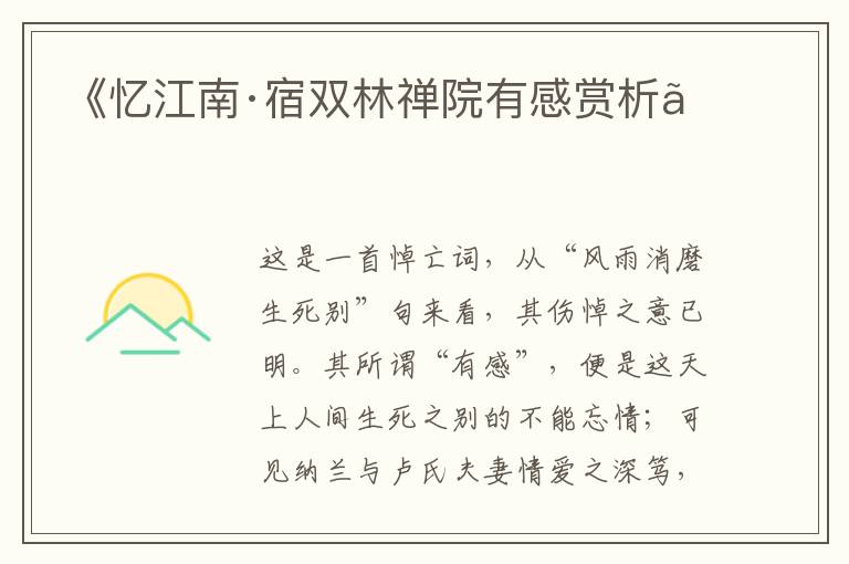  《忆江南·宿双林禅院有感赏析》