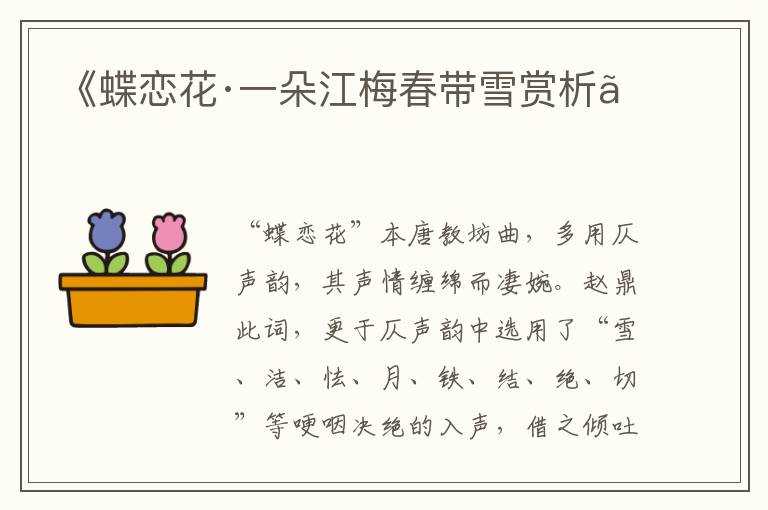  《蝶恋花·一朵江梅春带雪赏析》