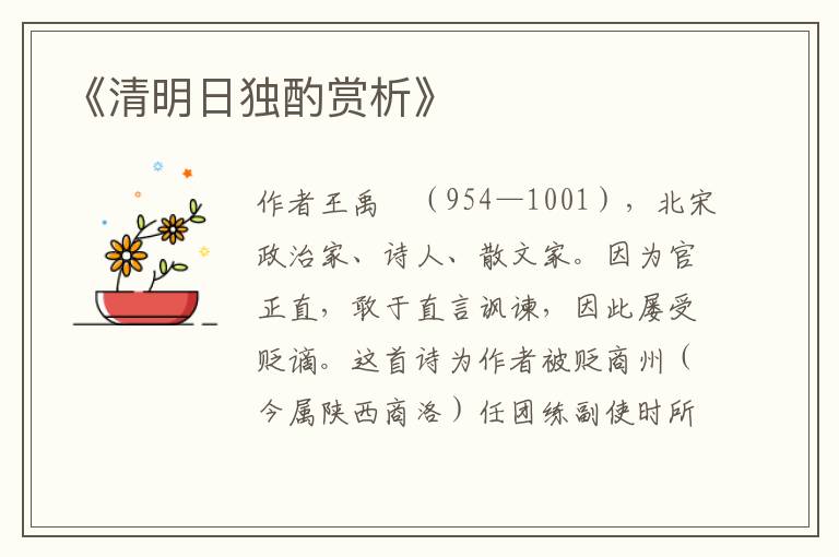  《清明日独酌赏析》
