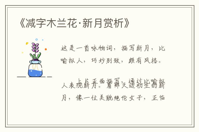  《减字木兰花·新月赏析》