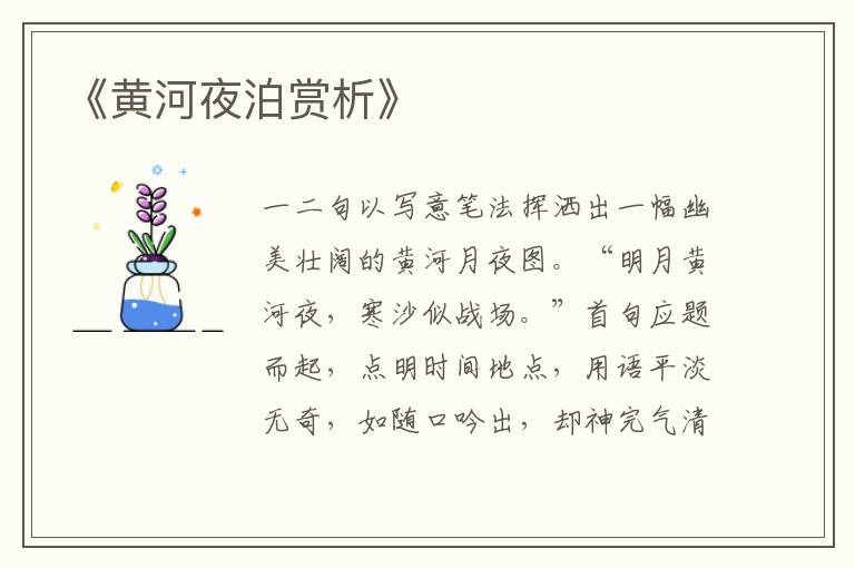  《黄河夜泊赏析》