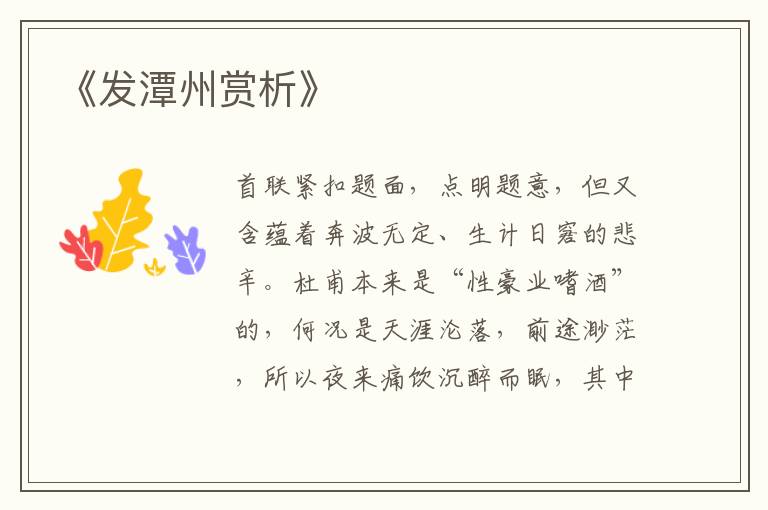  《发潭州赏析》