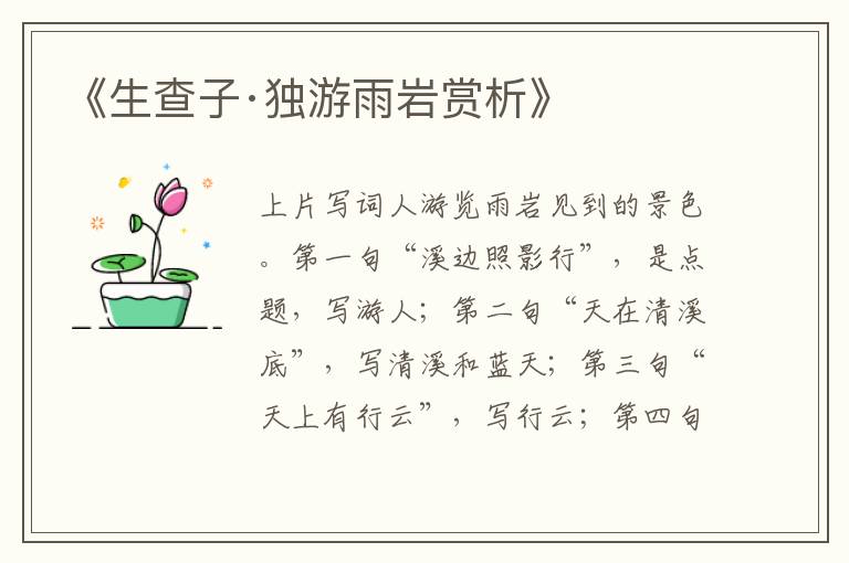 《生查子·独游雨岩赏析》
