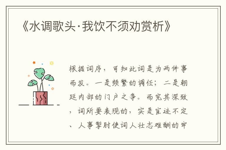  《水调歌头·我饮不须劝赏析》