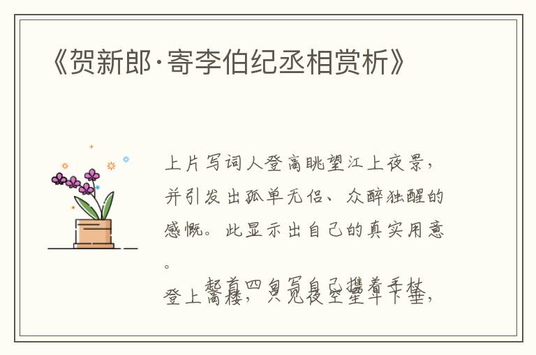  《贺新郎·寄李伯纪丞相赏析》
