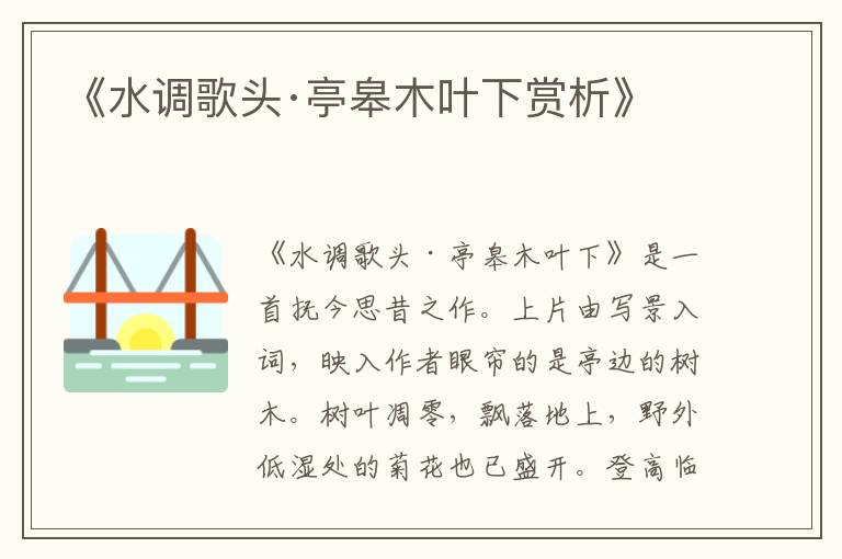  《水调歌头·亭皋木叶下赏析》
