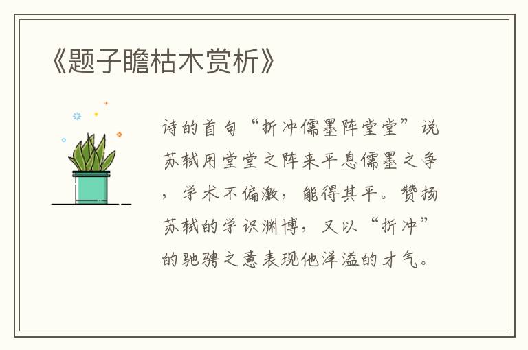  《题子瞻枯木赏析》