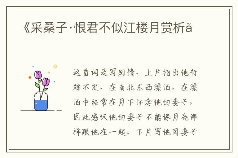  《采桑子·恨君不似江楼月赏析》