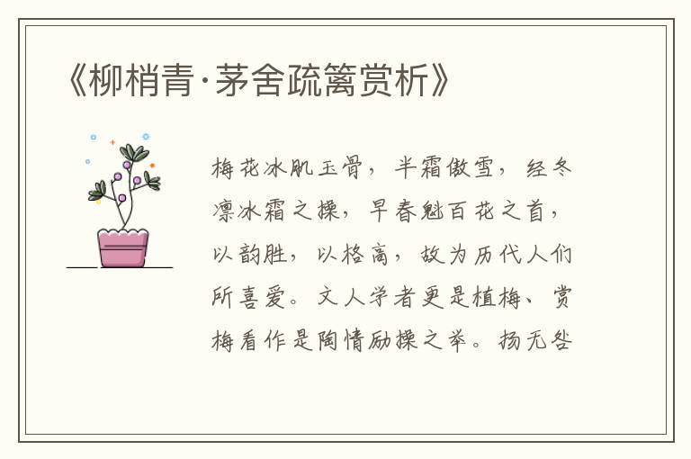  《柳梢青·茅舍疏篱赏析》