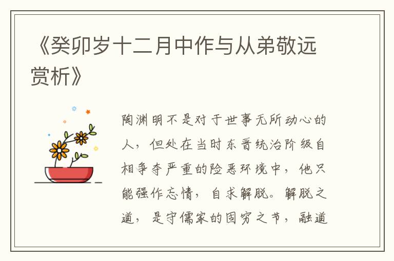  《癸卯岁十二月中作与从弟敬远赏析》