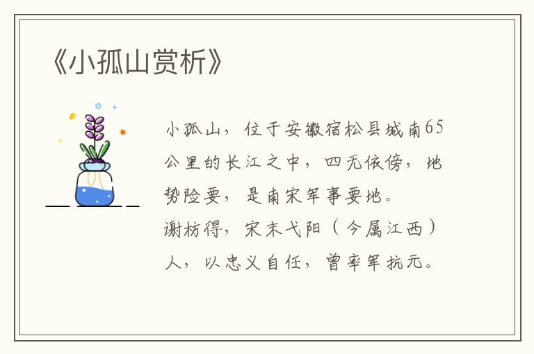  《小孤山赏析》