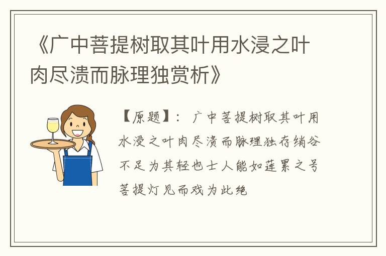  《广中菩提树取其叶用水浸之叶肉尽溃而脉理独赏析》
