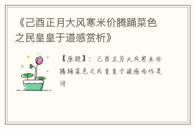  《己酉正月大风寒米价腾踊菜色之民皇皇于道感赏析》
