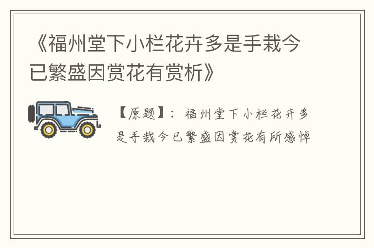  《福州堂下小栏花卉多是手栽今已繁盛因赏花有赏析》