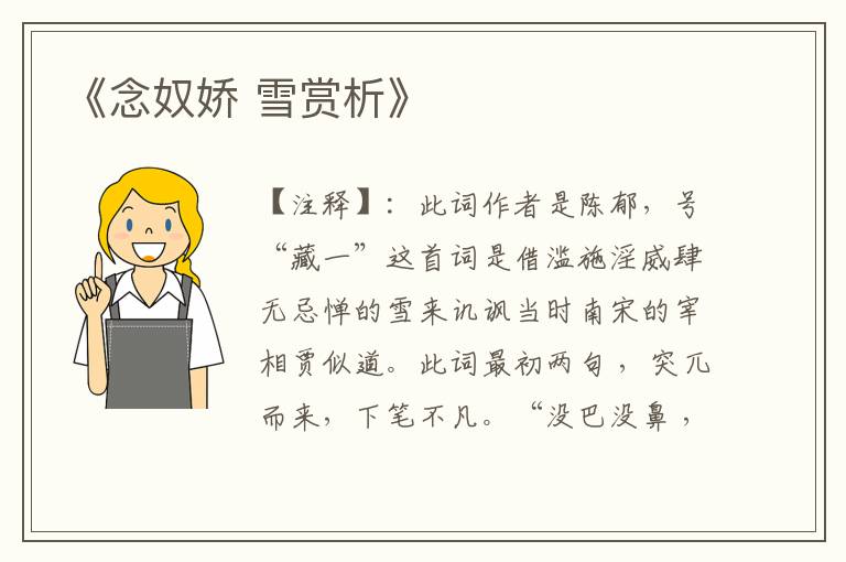  《念奴娇 雪赏析》