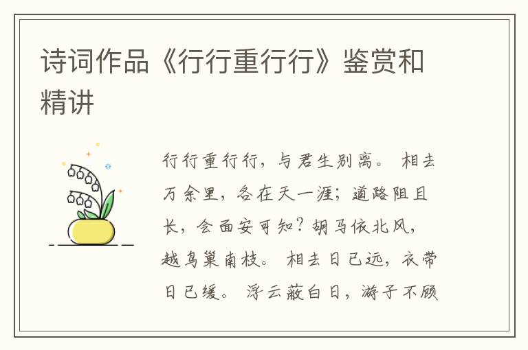  诗词作品《行行重行行》鉴赏和精讲