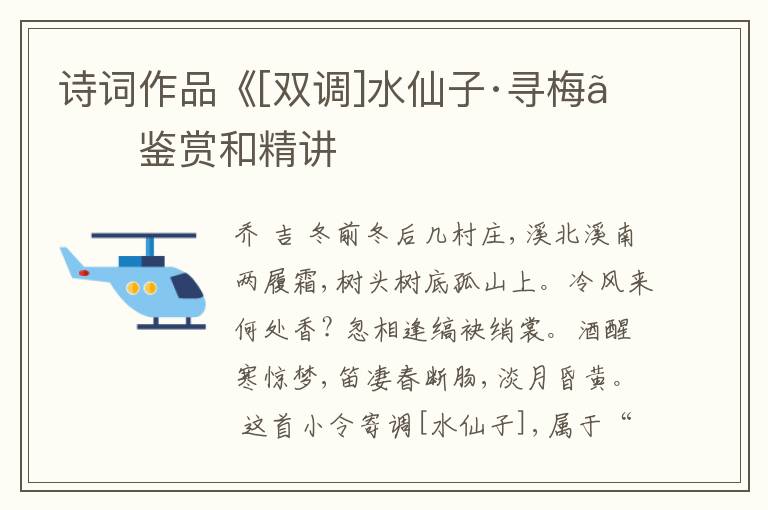 诗词作品《[双调]水仙子·寻梅》鉴赏和精讲