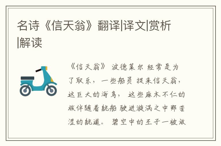  名诗《信天翁》翻译|译文|赏析|解读