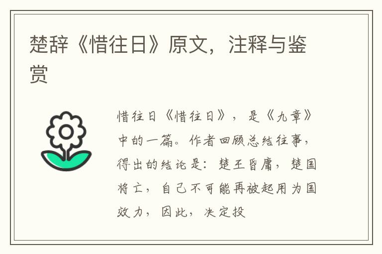  楚辞《惜往日》原文，注释与鉴赏