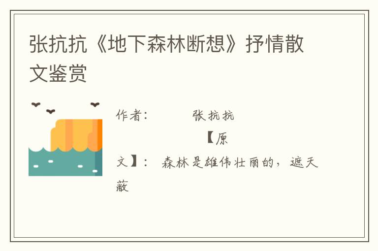  张抗抗《地下森林断想》抒情散文鉴赏