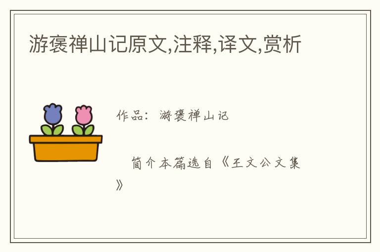  游褒禅山记原文,注释,译文,赏析