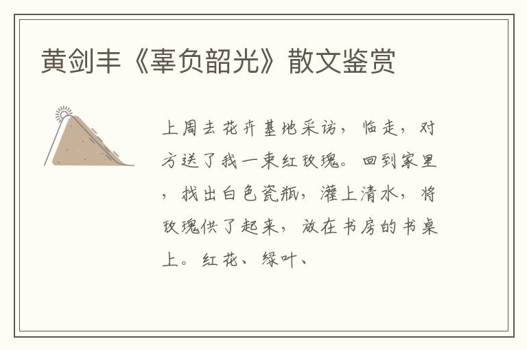  黄剑丰《辜负韶光》散文鉴赏