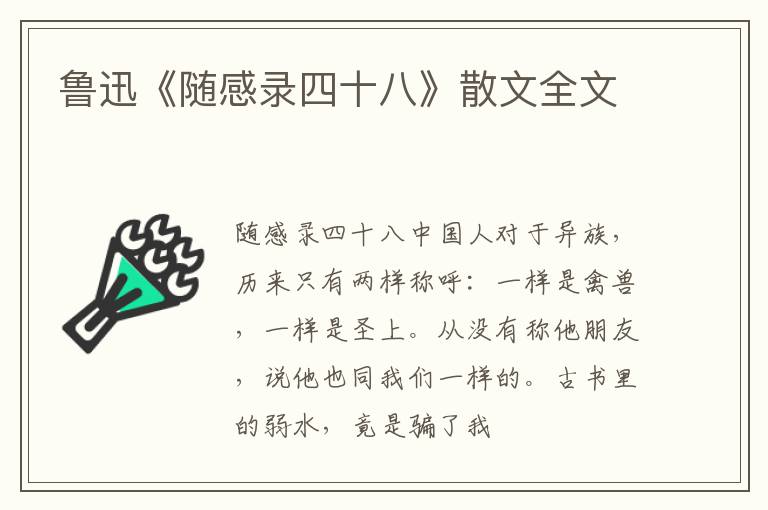  鲁迅《随感录四十八》散文全文