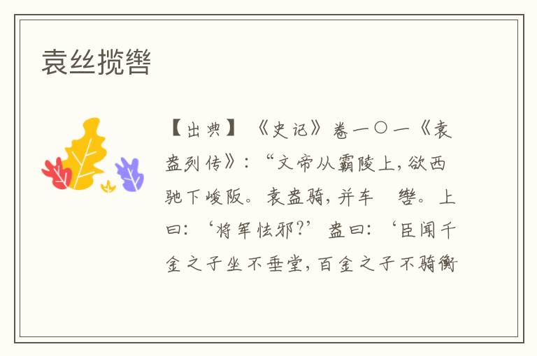  袁丝揽辔