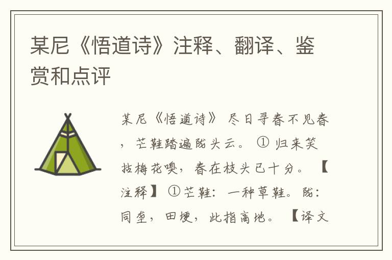  某尼《悟道诗》注释、翻译、鉴赏和点评